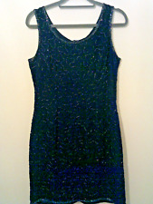 size 12, definitions collection, beaded dress, fitted - body form,  navy blue