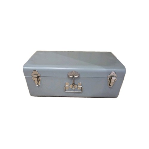 Large grey metal storage trunk - large,