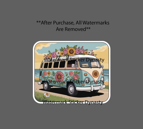 Hippie bus sticker waterproof - sticker,