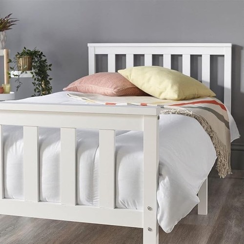 White 3ft 4ft wooden bed - white,