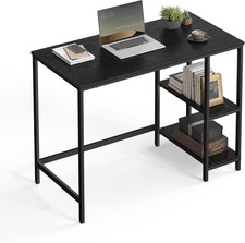 VASAGLE Black Computer Desk Office Writing Steel with Shelves Office Sturdy