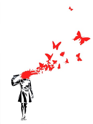 Banksy suicide butterflies - banksy,