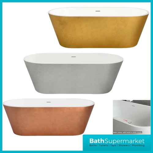 1600mm freestanding bath gold - freestanding,