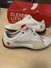 GENUINE PUMA ECO WHITE SOFT LEATHER FERRARI DESIGNER, SIZE UK 11  EUR 46