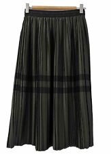 ZARA PLEATED SATIN EFFECT MIDI SKIRT GREEN BLACK  Striped size XS