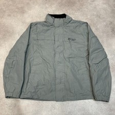 Chaps Rain Jacket Mens Medium Vintage Fleece Lined Full Zip Windbreaker, Grey