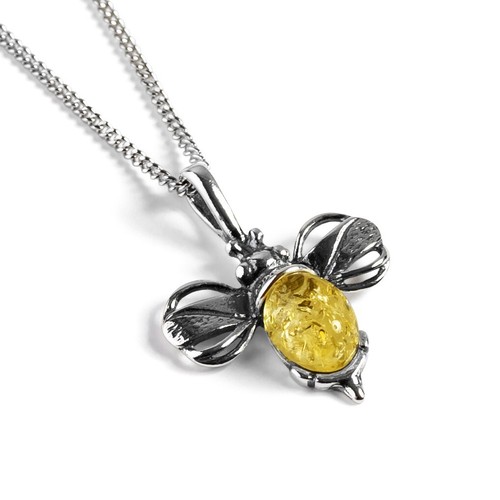 Bee necklace silver amber - silver,