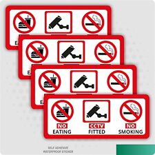 4 x NO EATING DRINKING CCTV FITTED TAXI STICKERS MINICAB BLACK CAB BUS COACH
