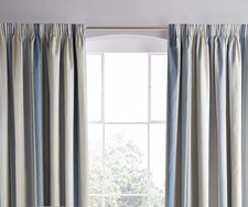 Laura Ashley Seaspray Blue Awning Stripe Blackout PENCILPLT Curtains W188 D137CM
