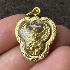 A036 Small Garuda Golden Pendant Thai Buddha amulet Talisman Empower Wealth 