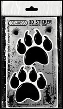 1 Pair Black Wolf Dog Cat Paw 3D Stickers Gel Decal Domed Resin Car Walls Laptop