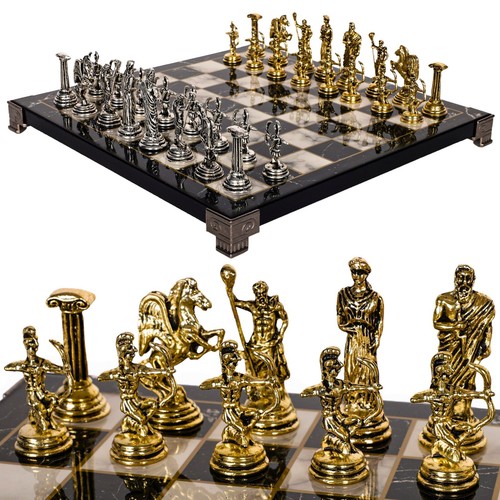 Marble look wooden chess set - marble,