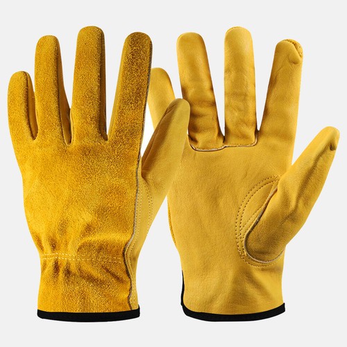 Yellow leather gardening work - yellow,