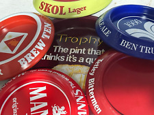 VARIOUS USED METAL PUB ASHTRAYS - HOME BAR ASH TRAY SMOKING LAGER BITTER