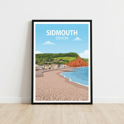 Sidmouth devon travel poster - devon,