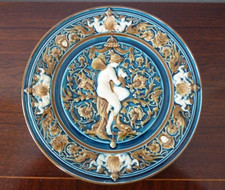 Gebruder Schutz Antique Austrian Majolica Wall Plate - Neoclassical Style c 1890