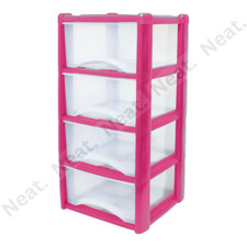 4 Drawer Plastic Storage Tower Unit Organizer Home Office School Storage Chest