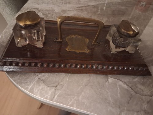 Vintage double glass inkwell - vintage,