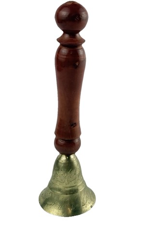 Antique etched brass hand - brass, bell