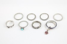 Pandora Sterling Silver Rings Birthstone Eternity Enamel Stacker Stone Set x 8