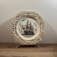 Vintage HMS Victory Decorative Plate Embossed Gilding Britannia Designs