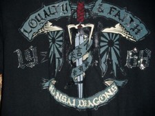 Loyalty & Faith Black T-Shirt Featuring Sword & Dragon Plus Diamante M
