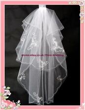 2-Tier BRIDAL WEDDING VEIL,Diamante & Fingertip Lgth,14