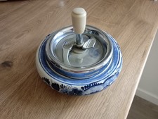 Delft Holland Vintage 1950's Chrome Spinning Top Ashtray - GC