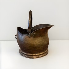 Antique Brass Coal Bucket Handle Fireside Scuttle Helmet Vintage copper Detail