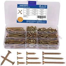 Wood Screws Assortment, 390Pcs