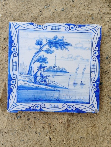 Antique dutch delft tile - antique,