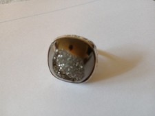 Gems TV Black Druzy Sterling Silver Ring Size 7