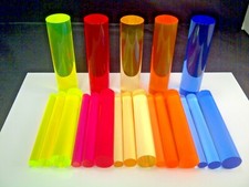 Acrylic Rods Fluorescent Perspex 4 Sizes & 5 Colours Light Emitting Glow Neon