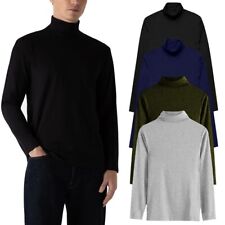 Mens Roll Neck Lightweight Baselayer Knit Long Sleeve tops Funnel neck T-Shirt