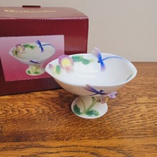 Graff Porcelain Dragonfly & Sweet Pea Pedestal Comport Sweet Bowl BOXED