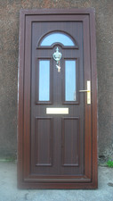 USED EXTERNAL UPVC DOOR WITH GLASS, LETTERBOX H:207 x W:91 x D:62cm/75cms
