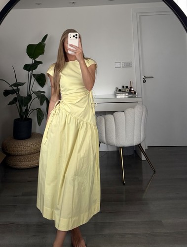 Zara yellow midi - midi, side
