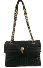 Kurt Geiger Black Leather Medium Satchel Crossbody Bag With Brass Hardware
