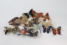 Insect Themed Brooches Butterflies Fly Dragonfly Enamel Stone Set