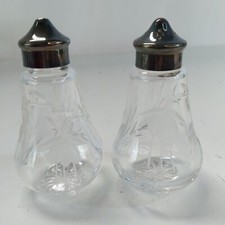 Stuart Crystal Cascade Fuchsia Salt Pepper Condiment Set Pair Shakers Shaker