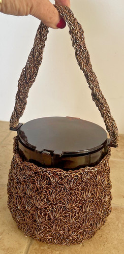 Vintage lucite bucket bag faux - lucite,