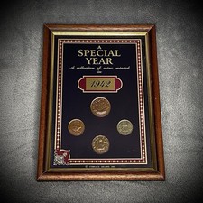 1942 - Four British Coins Collection - Wooden Frame - Gift Idea - 83rd Birthday