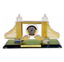 London Tower Bridge With Clock Gold Crystal Glass Souvenir Home Office Gift