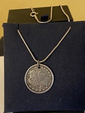 1893 Silver Quarter Dollar Pendant Necklace On 20” Sterling Silver Rope Chai