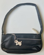 Radley Small Mini Black Leather Grab Bag Handbag & Spotty Dog Tag