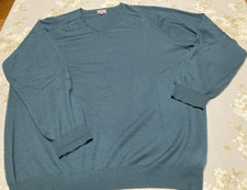 TSE super fine 100% cashmere jumper XXL mens blue green NEW v neck sweater 2XL
