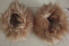 Light Brown Faux Fox Fur Fluffy Wrist Cuffs Wristband Fleece Lined Cuffs 