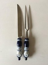 Rosenthal Blue Bjorn Wiinblad Siena Meat Cutting Set in Ceramic and Stainless