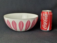 Cathrineholm Lotus pink on white enamelware bowl vintage Norway metalware