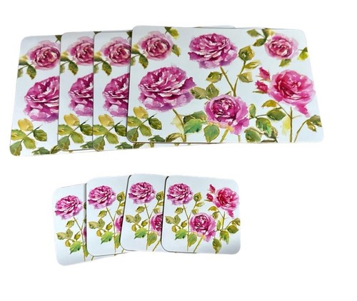 Pink rose placemat coaster - placemat,